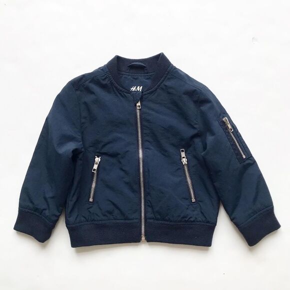 H&M navy blue bomber jacket EUC 1.5-2Y - Picture 1 of 5